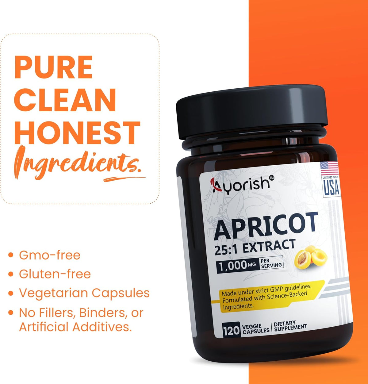 Apricot Extract 25:1, 500 mg per Capsule, 1000 mg per Serving - Immune Support Herbal Supplement (120 Capsules) - görsel 7