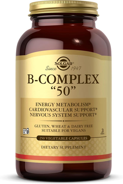 Solgar B-Complex 50, 100 Vegetable Capsules - Energy Metabolism & Nervous System Support