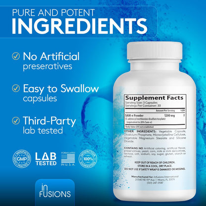 Infusions Maximum Strength Pure SAM-e 1200mg, 90 Vegetable Capsules