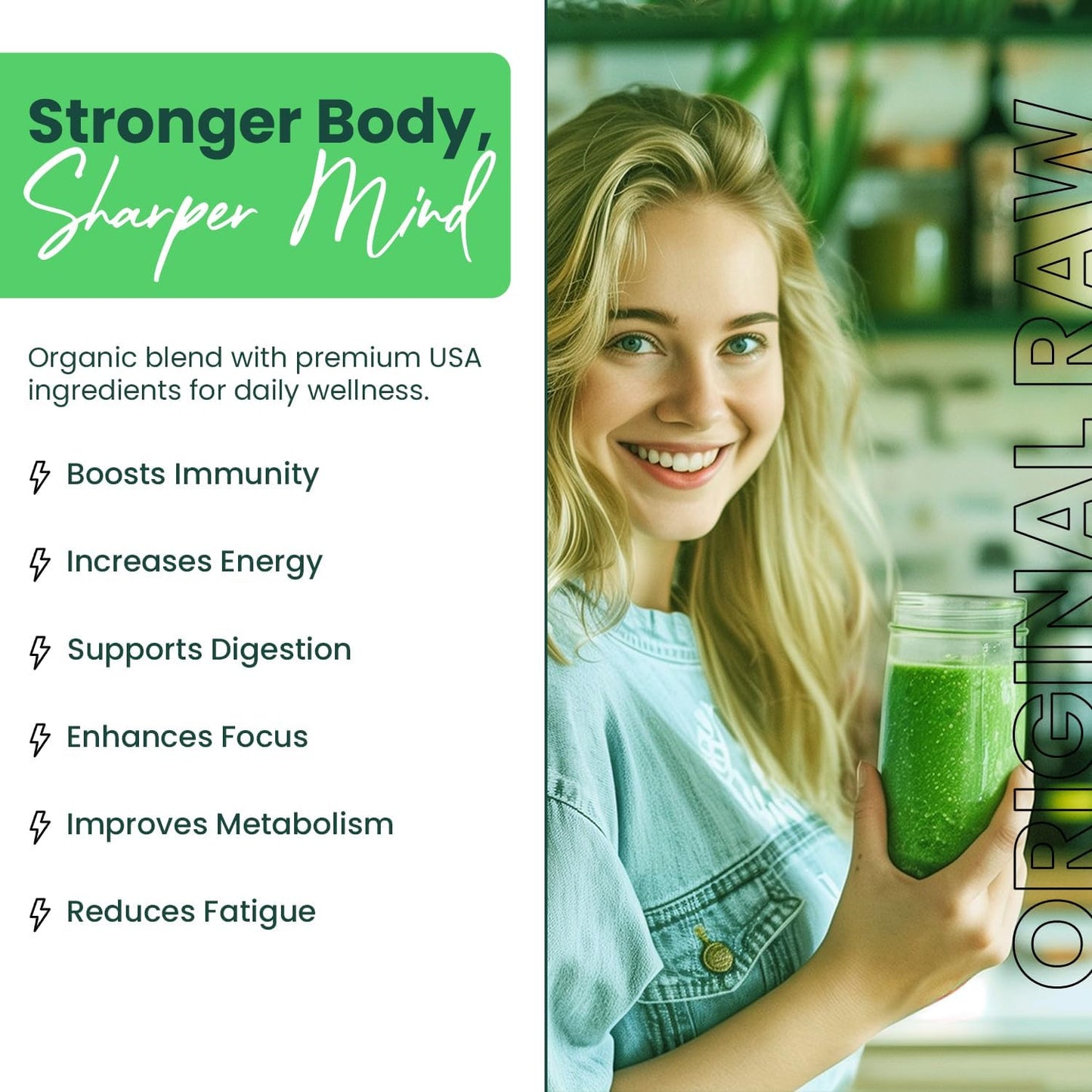 Greens+ Organic RAW Superfood Powder (240 g) - görsel 3