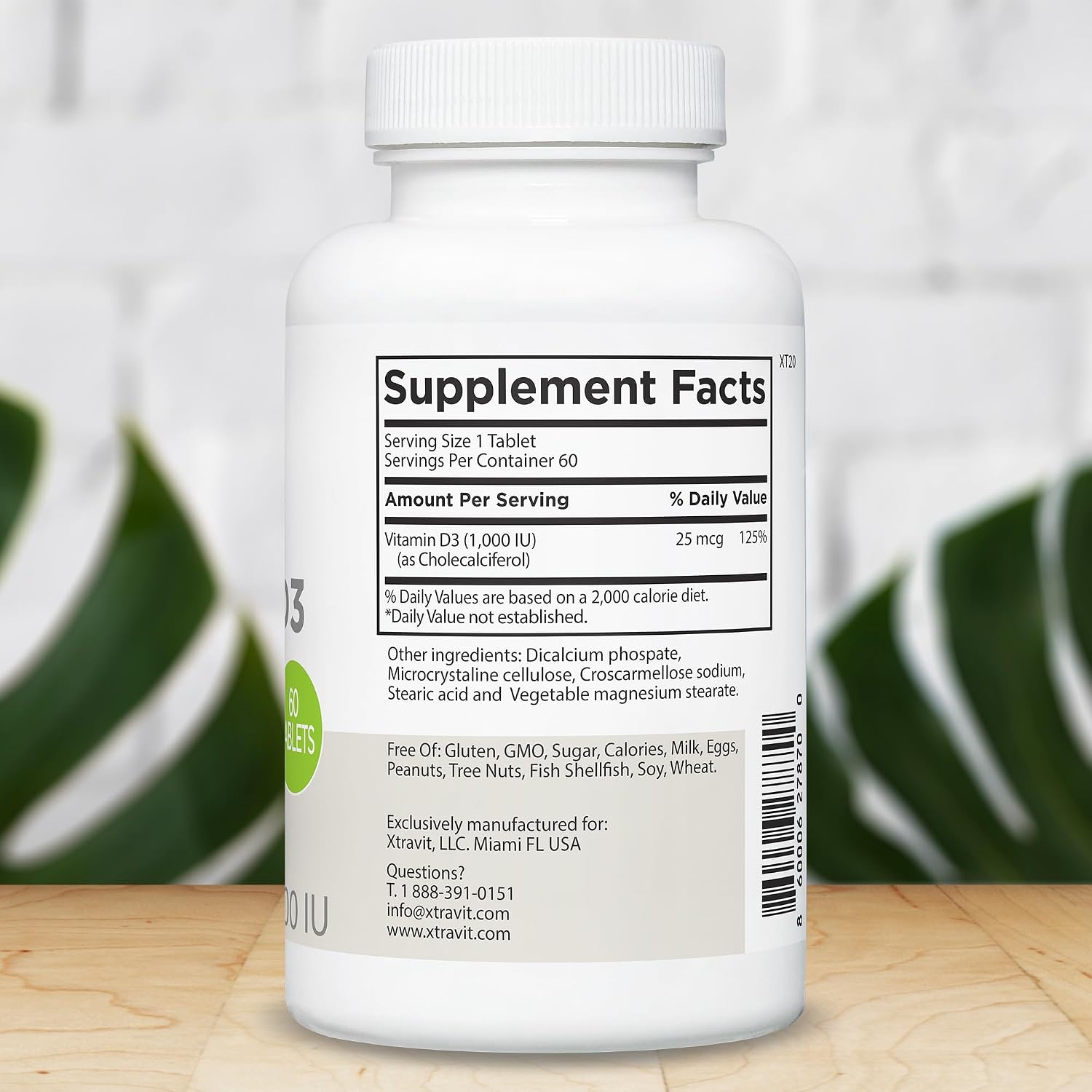 Xtravit Vitamin D3 1000 IU Supplement – Vegan, Non-GMO, Gluten-free – 60 Tablets - görsel 2