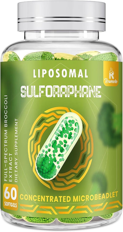 800 mg Liposomal Sulforaphane – Dual-Delivery for Enhanced Absorption – Full-Spectrum Broccoli Extract – Antioxidant Support – 120 Softgels