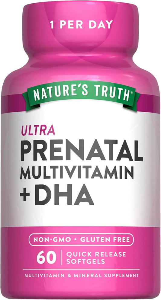 Nature's Truth Prenatal Food Supplement with DHA and Folic Acid – 60 Softgels
