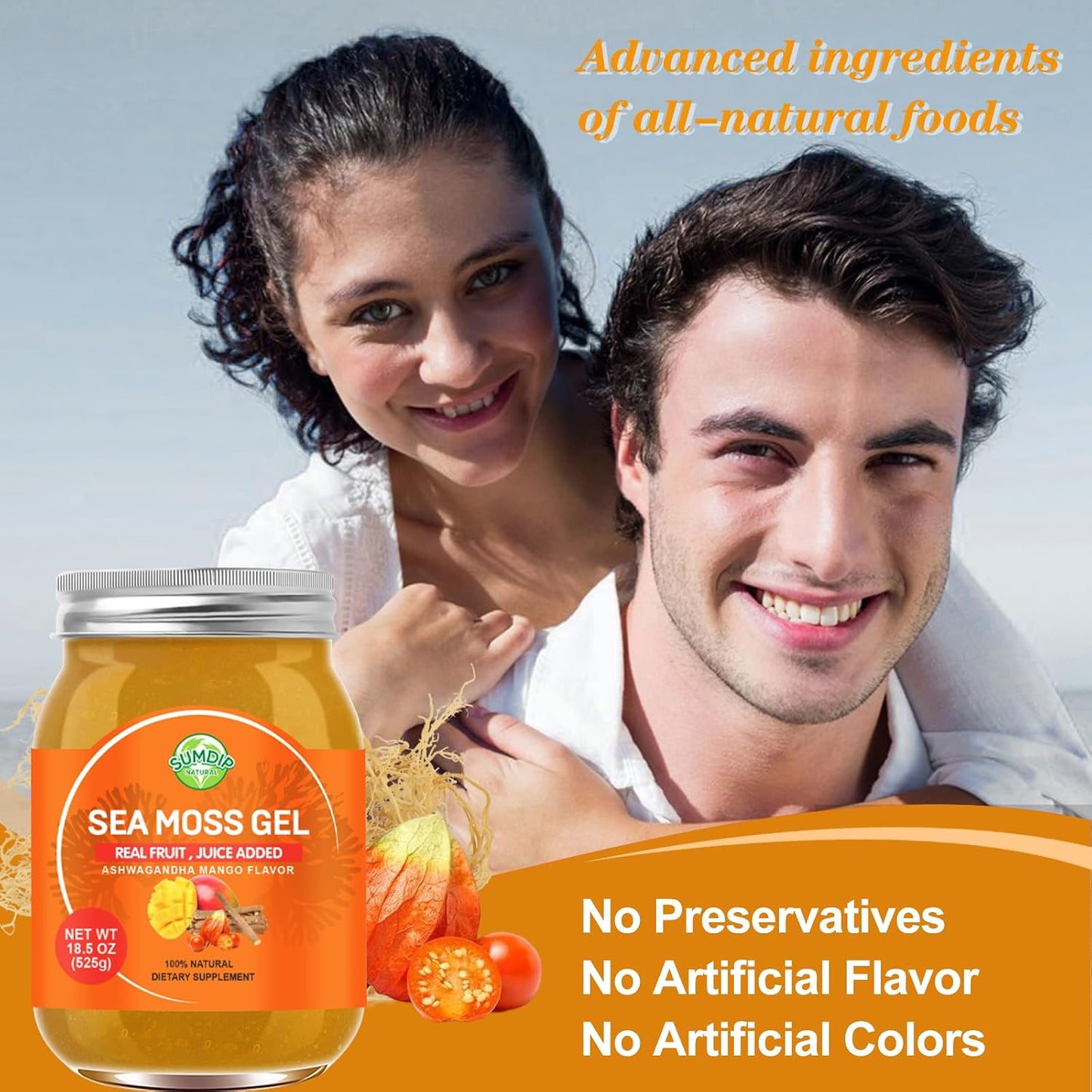 Sea Moss Gel – Raw Flavoured Irish Seamoss with Ashwagandha, Mango Flavour, Immune & Digestive Support, 524 g - görsel 7