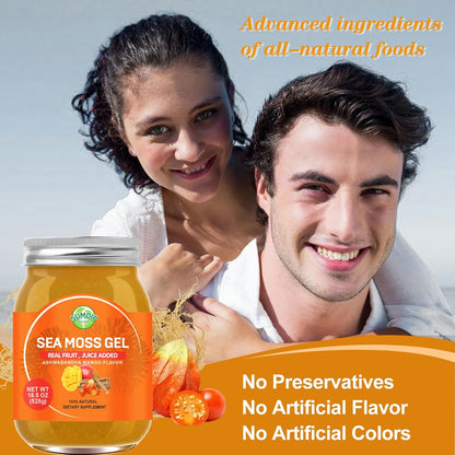 Sea Moss Gel – Raw Flavoured Irish Seamoss with Ashwagandha, Mango Flavour, Immune & Digestive Support, 524 g