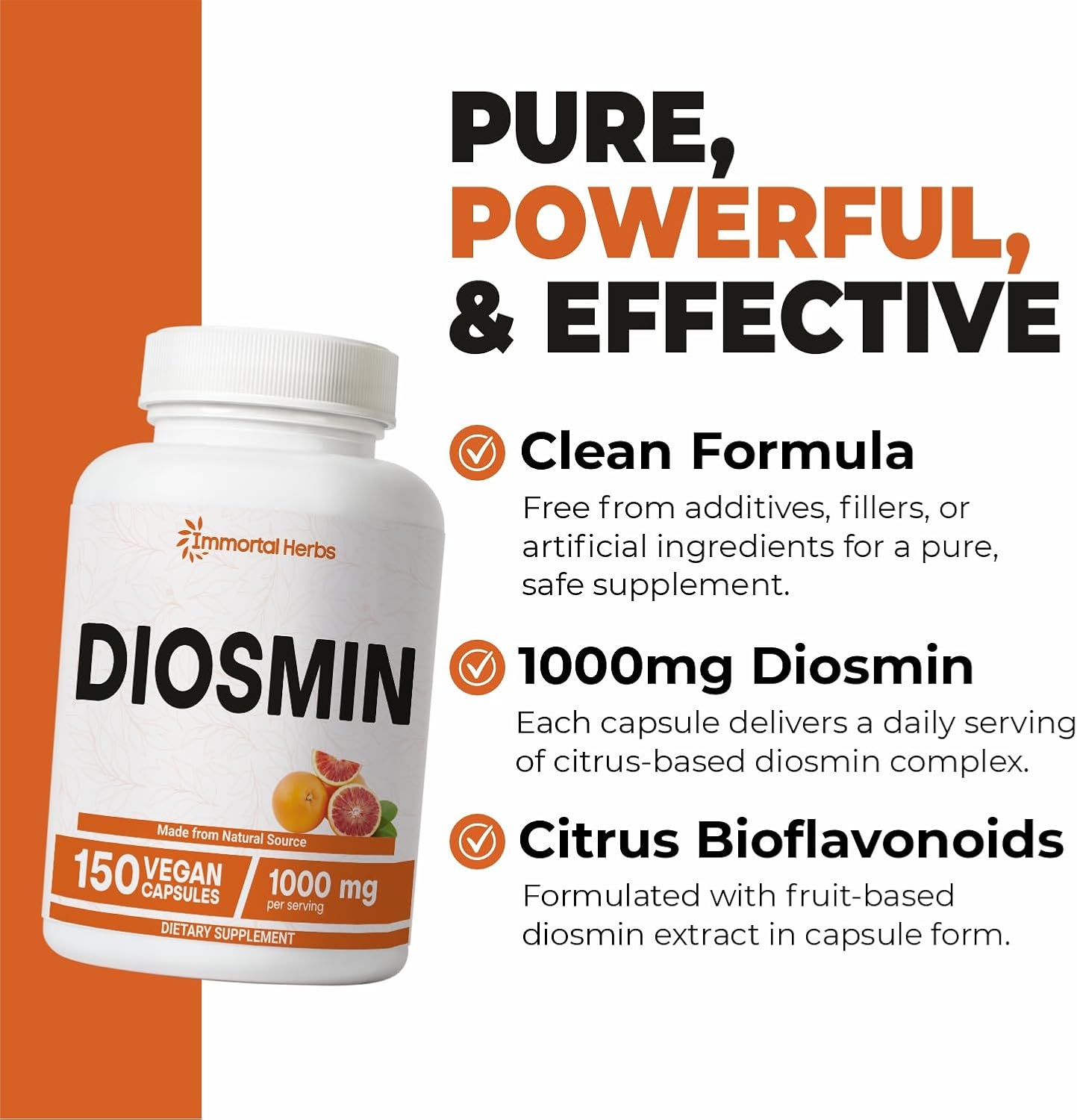 Immortal Herbs Pure Diosmin 1000mg Complex Formula, 150 Capsules - görsel 3
