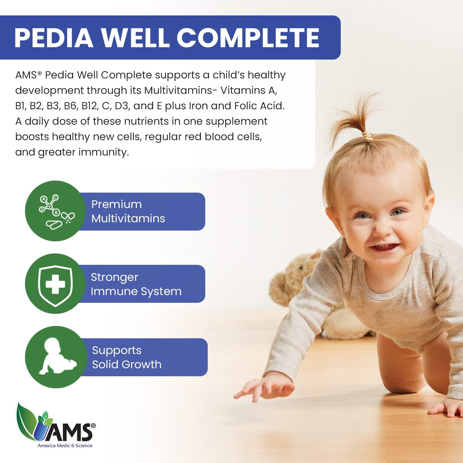 America Medic & Science PediaWell Complete Liquid Multivitamin for Children – 50 ml - görsel 5