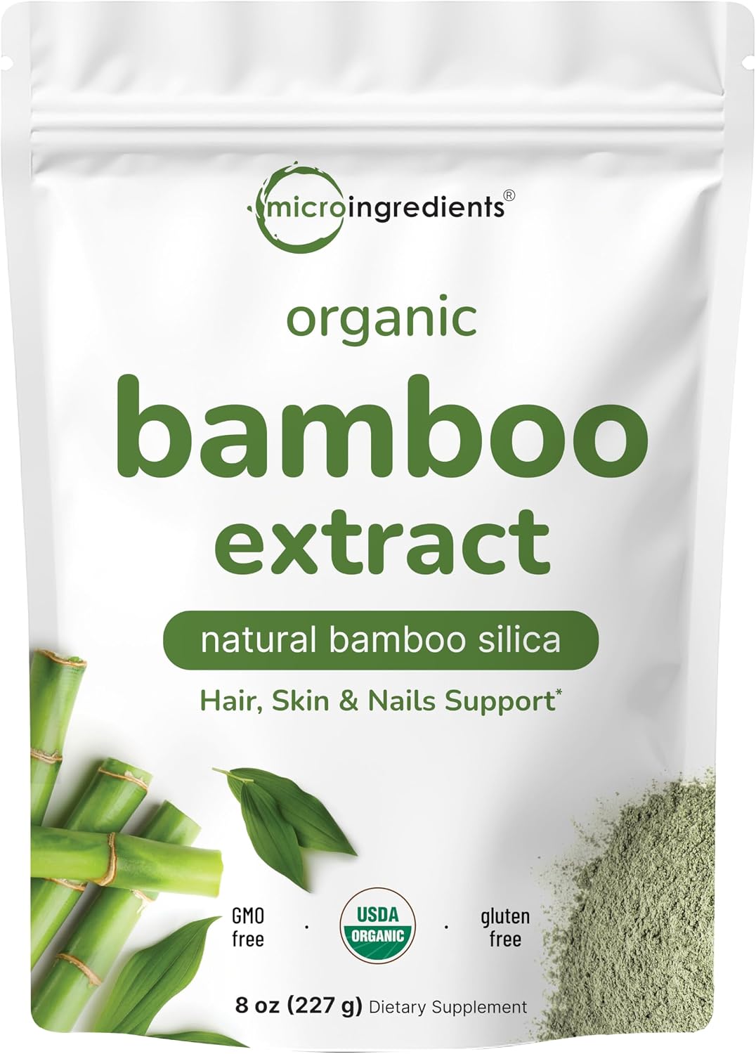 Micro Ingredients Organic Bamboo Extract Powder (227 g, 378 Servings) – Natural Silica Supplement - görsel 1