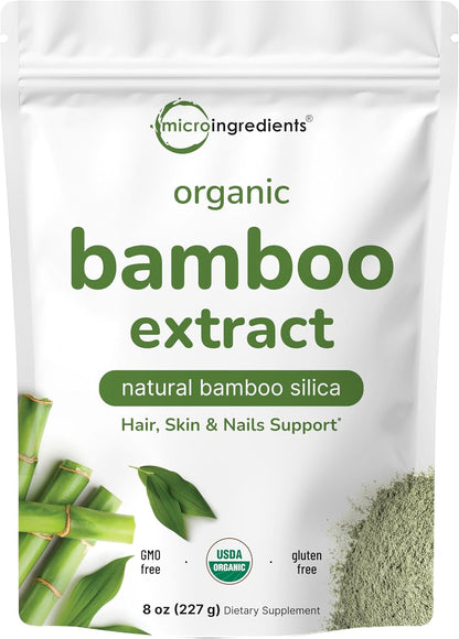 Micro Ingredients Organic Bamboo Extract Powder (227 g, 378 Servings) – Natural Silica Supplement