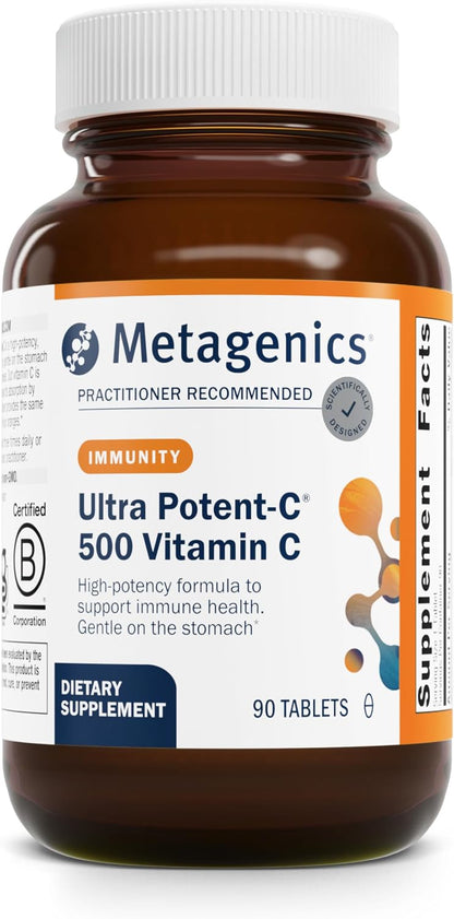 Metagenics Ultra Potent-C 500 - Buffered Vitamin C Supplement for Immune Support, Antioxidant Defence & Collagen Formation - Gentle on the Stomach, Non-GMO, Gluten-Free - 90 Tablets