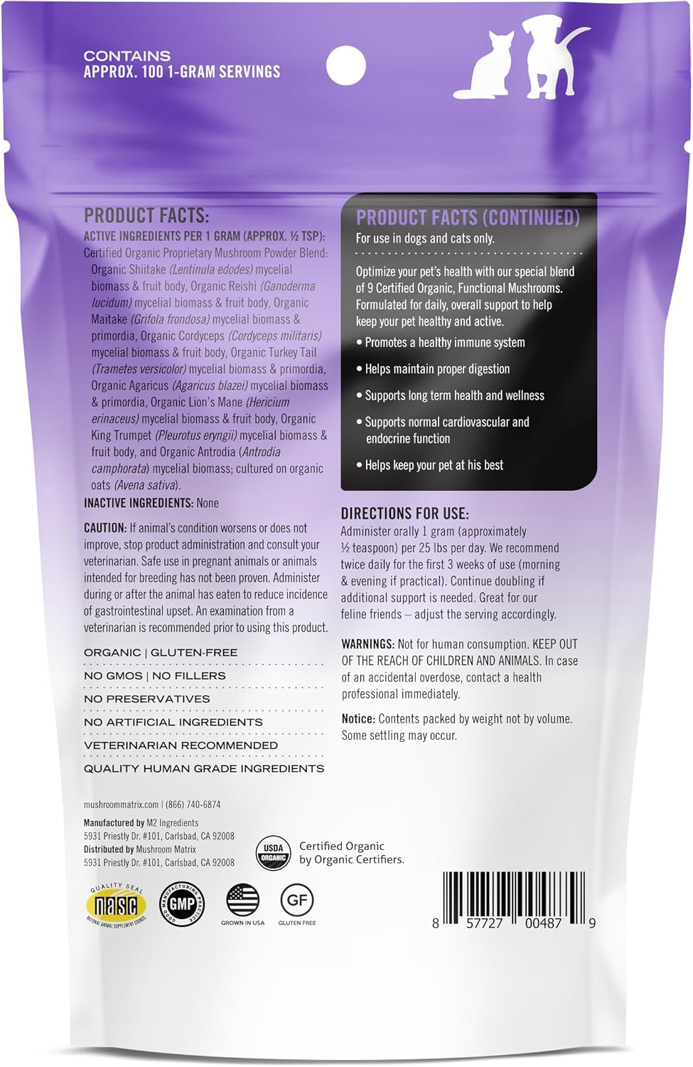 Mushroom Matrix Canine Organic Mushroom Powder – Daily Immune Support for Dogs and Cats (100g) - görsel 2