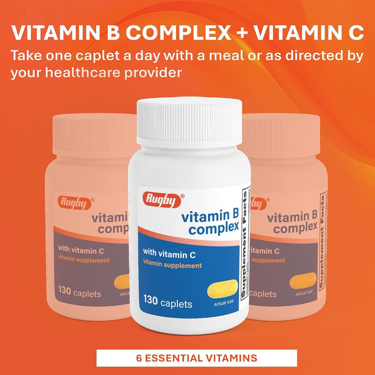Rugby Vitamin B Complex with Vitamin C – Gluten-free B Complex for Energy, Metabolism, Nerve and Immune Support, 130 Caplets - görsel 3