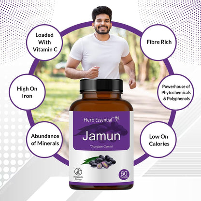 Herb Essential Jamun Seed Tablets 500mg – 60 Count