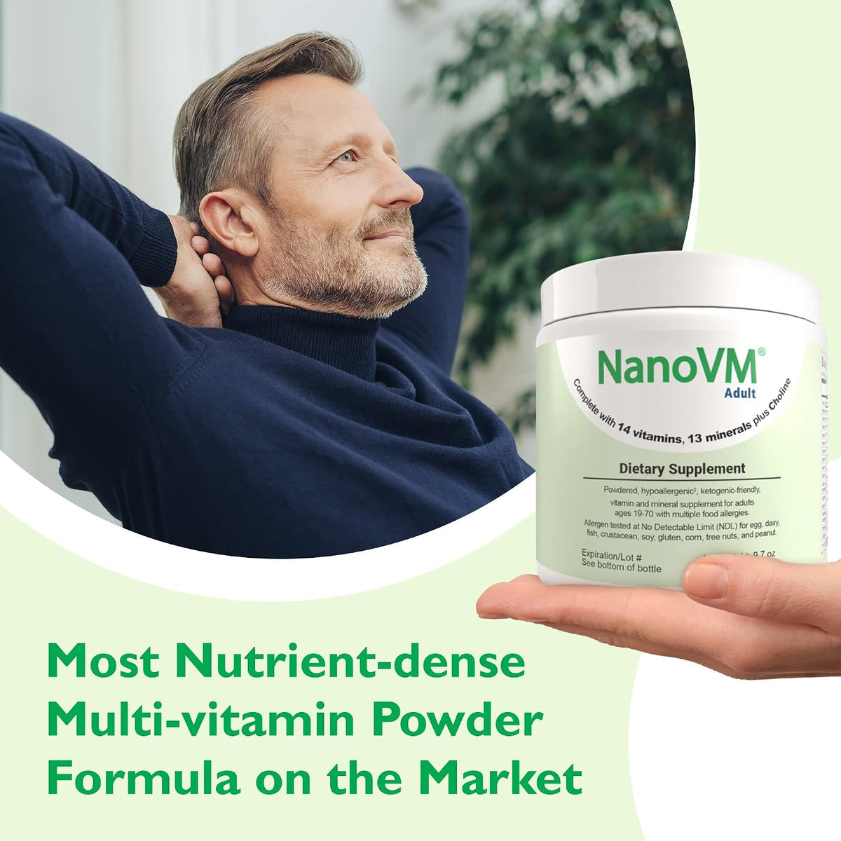 NanoVM Adult Allergen-Free Multivitamin Powder, Unflavoured, 275g - görsel 7
