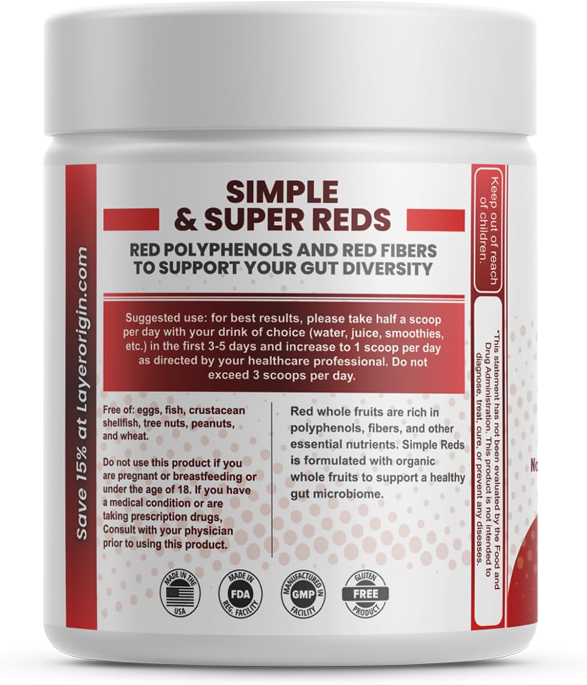Simple Reds - Organic Red Polyphenols Whole Fruit Powder | Only Real Red Whole Fruits & Zero-fillers | 30 Servings - görsel 7