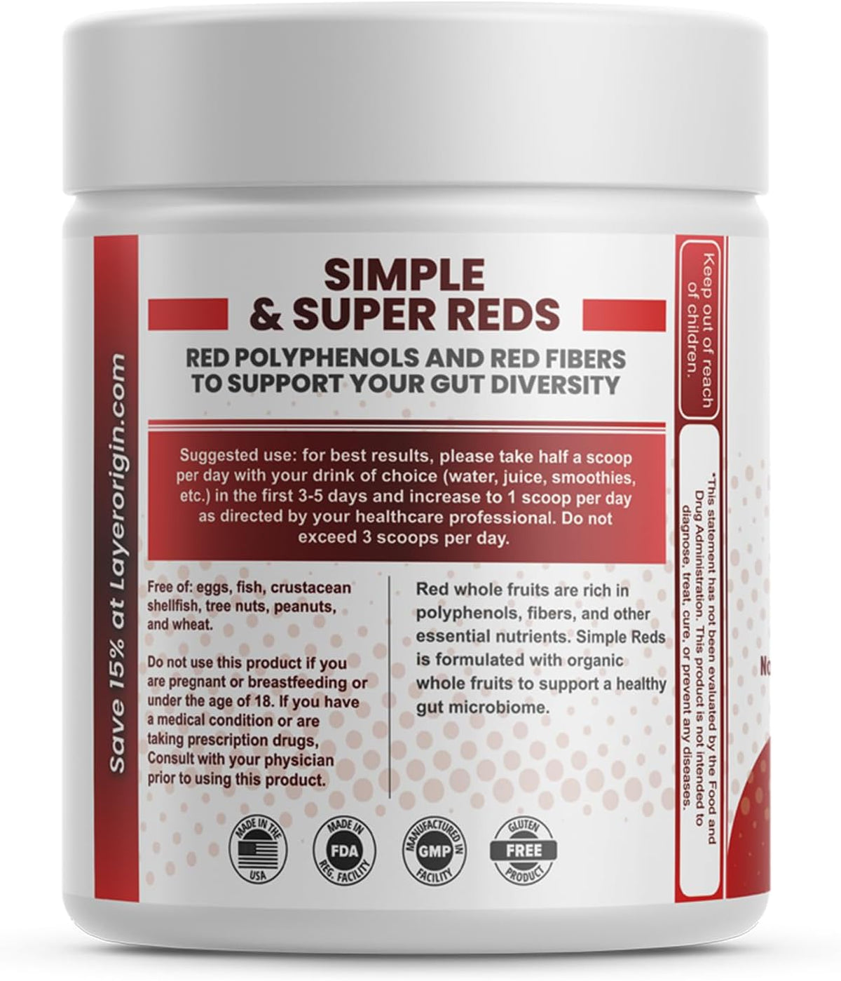 Simple Reds - Organic Red Polyphenols Whole Fruit Powder | Only Real Red Whole Fruits & Zero-fillers | 30 Servings - görsel 7