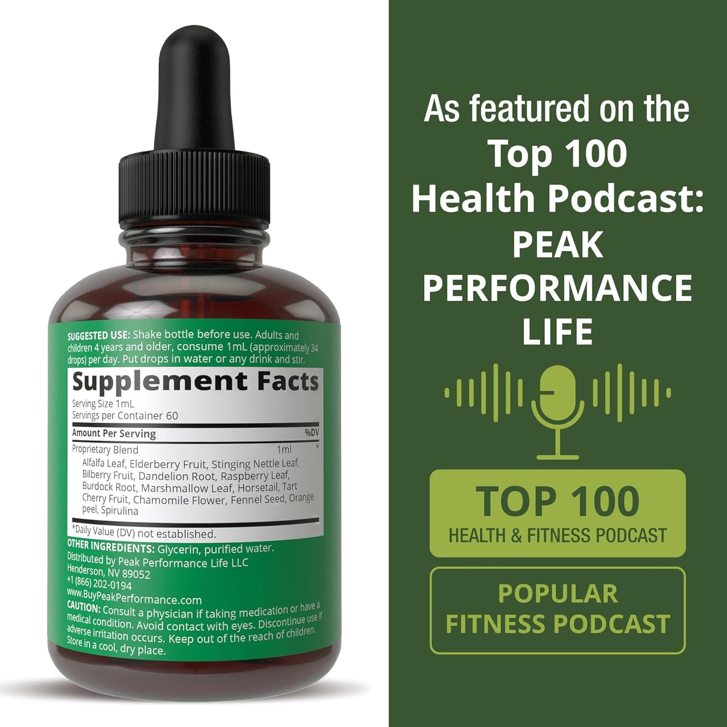 Peak Performance Liquid Kids Herbal Multivitamin - Sugar Free 14-in-1 Vegan Drops - görsel 6