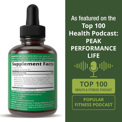 Peak Performance Liquid Kids Herbal Multivitamin - Sugar Free 14-in-1 Vegan Drops