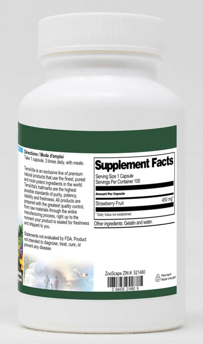 Strawberry Fruit - 450 mg (100 Capsules) - 3 Pack