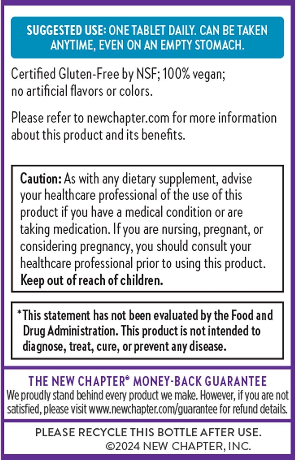 New Chapter Fermented Vitamin B12 1,000 mcg - USDA Organic, Vegan, Gluten-Free - 60 Tablets - görsel 7