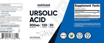Nutricost Ursolic Acid 300mg, 120 Capsules – Vegetarian, Non-GMO, Gluten-free, Soya-free