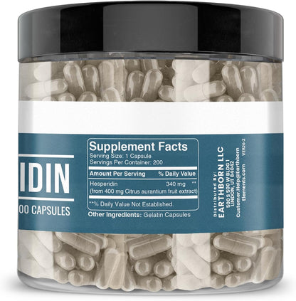 Earthborn Elements Hesperidin 200 Capsules, Pure and Undiluted, No Additives