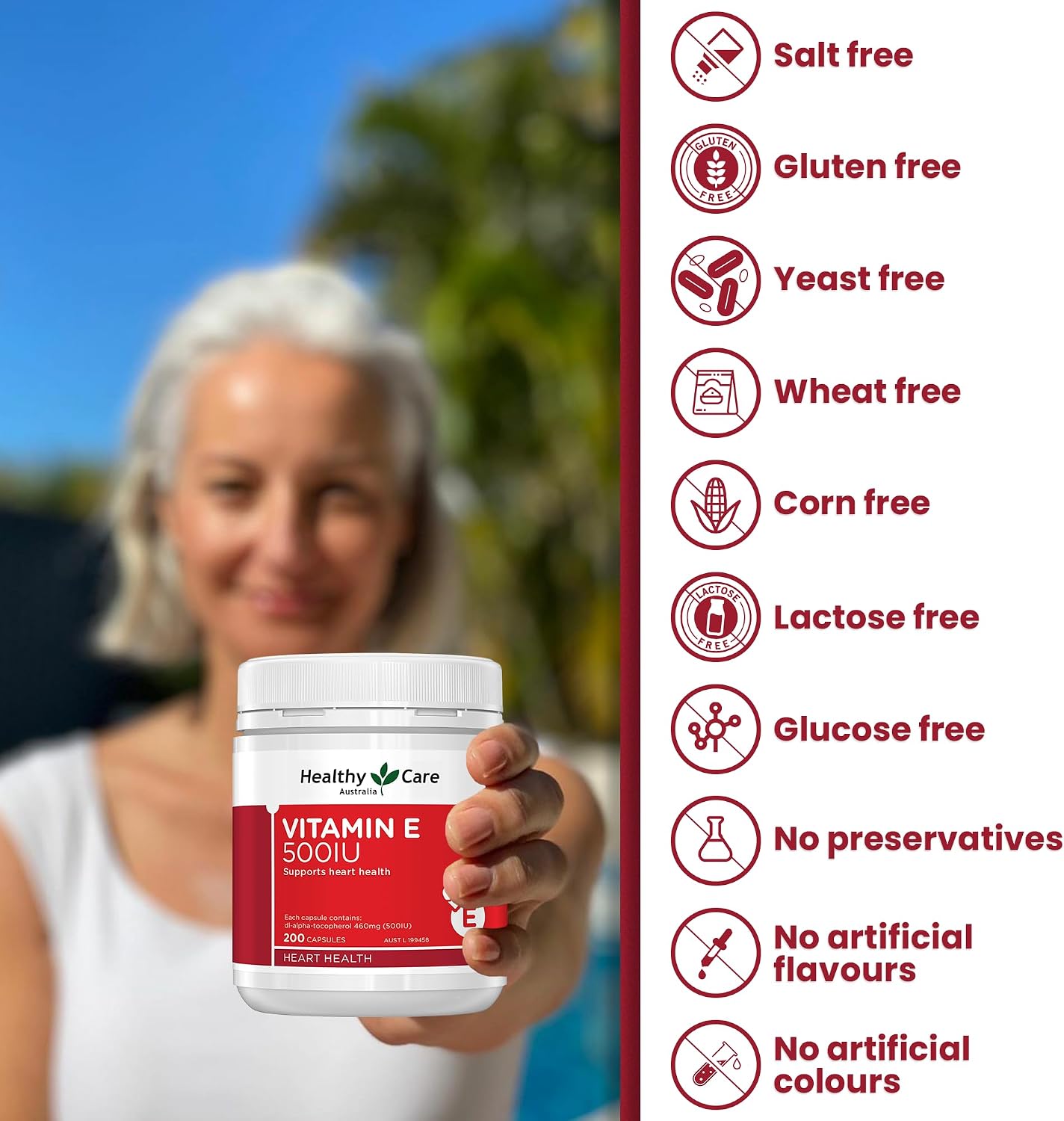 Healthy Care Vitamin E 500IU 200 Capsules - görsel 5