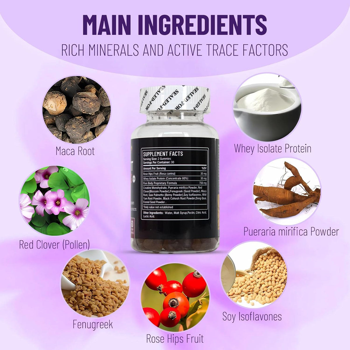 Hips & Butt Enhancement Gummies, Vegan, 60 Ct | Buttocks Multivitamins for Women - görsel 4