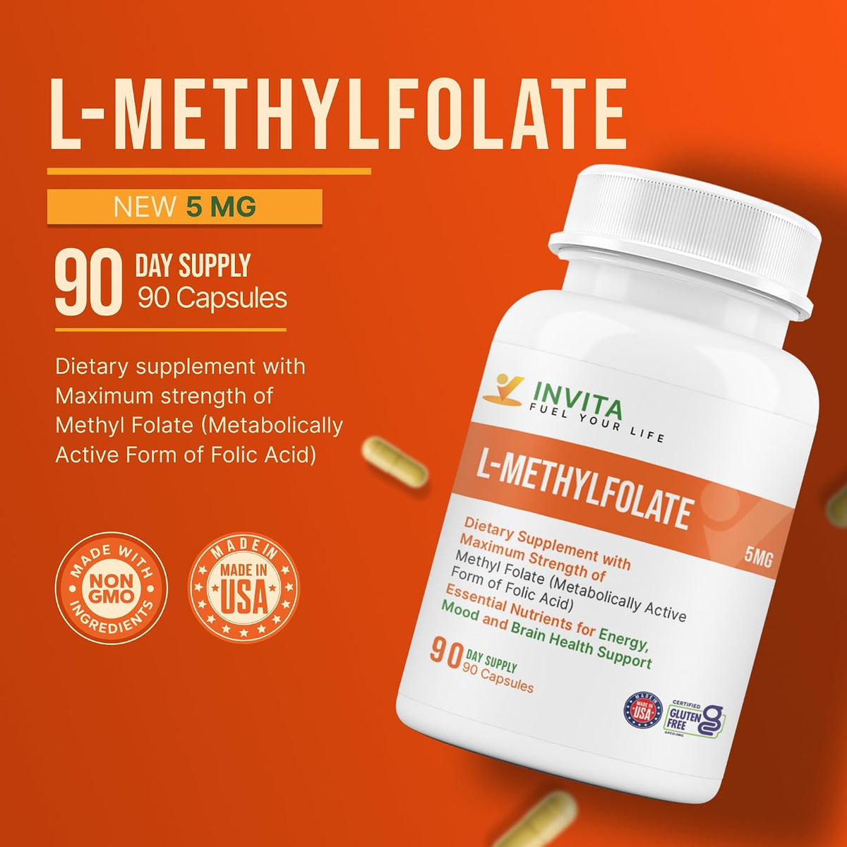 INVITA L-Methylfolate 5mg – 90 Capsules - görsel 3