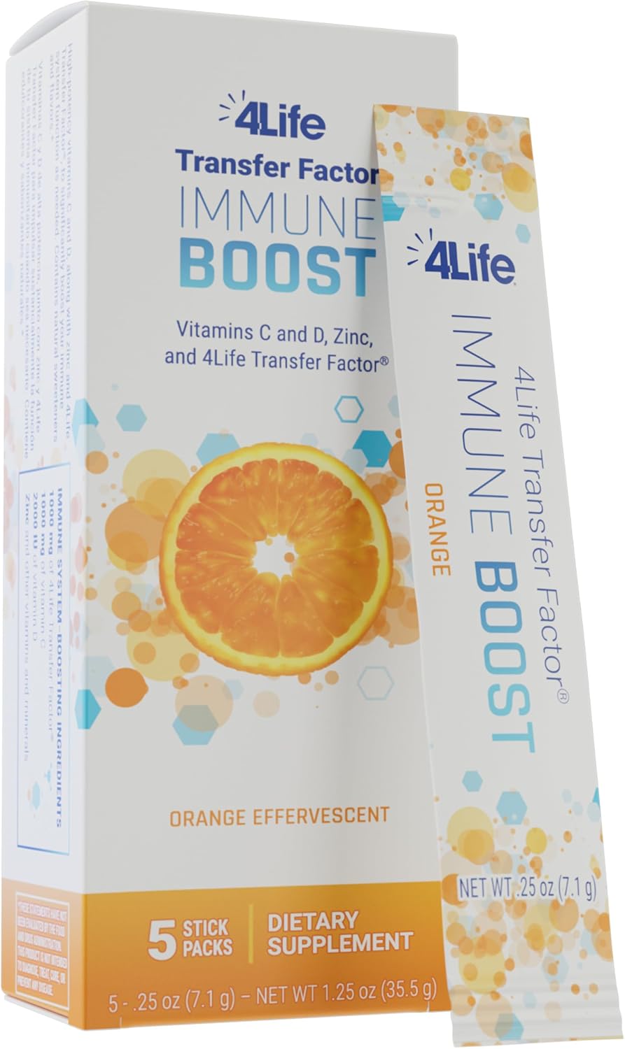 4Life Transfer Factor Immune Boost Orange Drink Mix – 5 Stick Packs - görsel 1