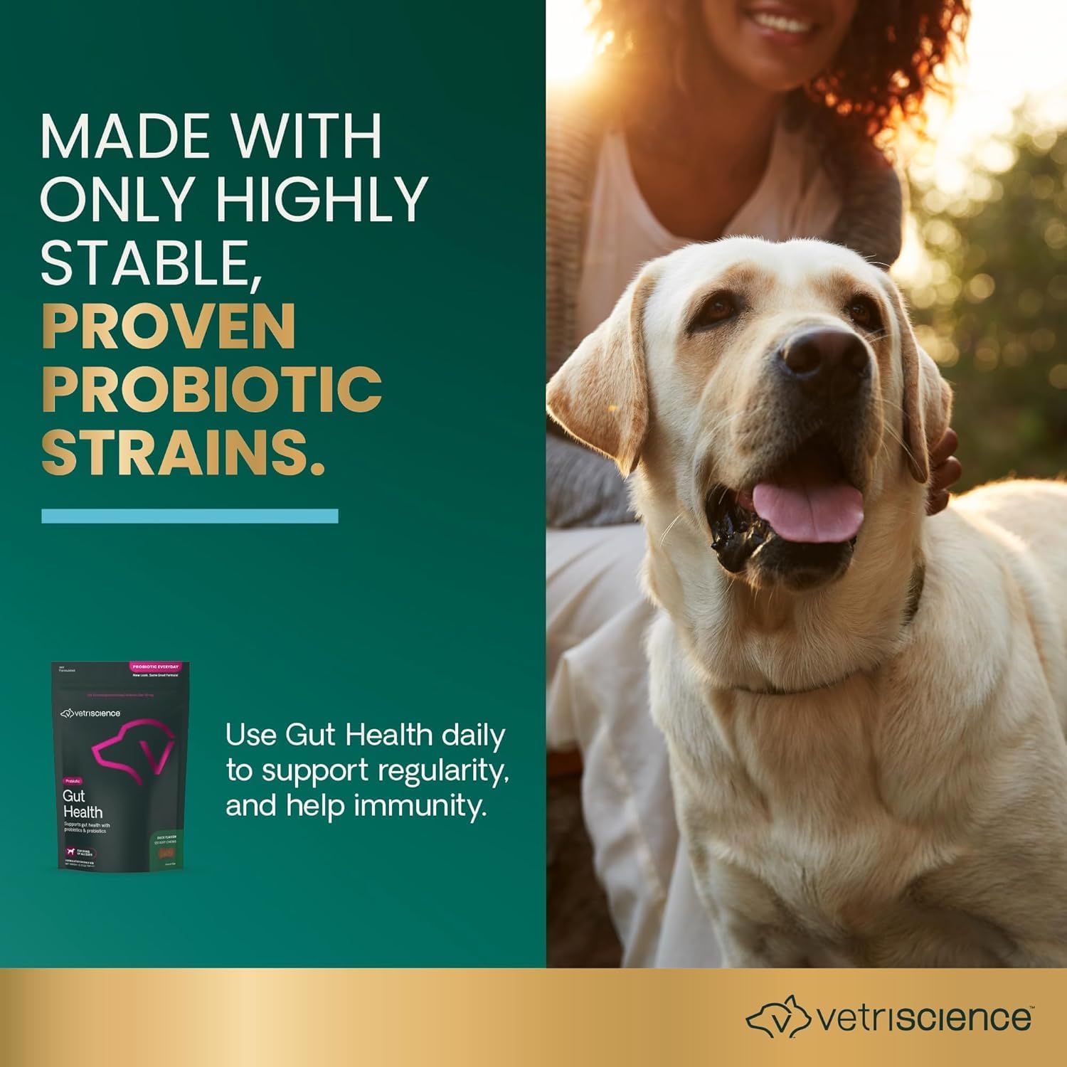 VetriScience Gut Health Chews, Probiotic Digestive Supplement for Dogs, Duck, 120 Chews - görsel 2