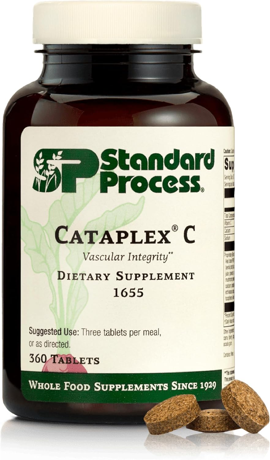 Standard Process Cataplex C - Supports Immune & Bone Health - Aids Healthy Skin & Connective Tissue - Includes Antioxidant Vitamin C - Non-Dairy & Non-Soy - 360 Tablets - görsel 1