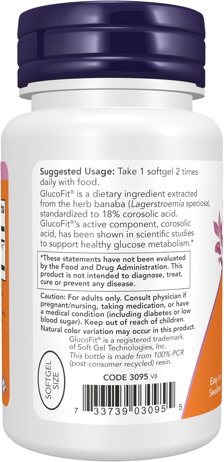 NOW Foods GlucoFit with 18% Corosolic Acid, 60 Softgels - görsel 3