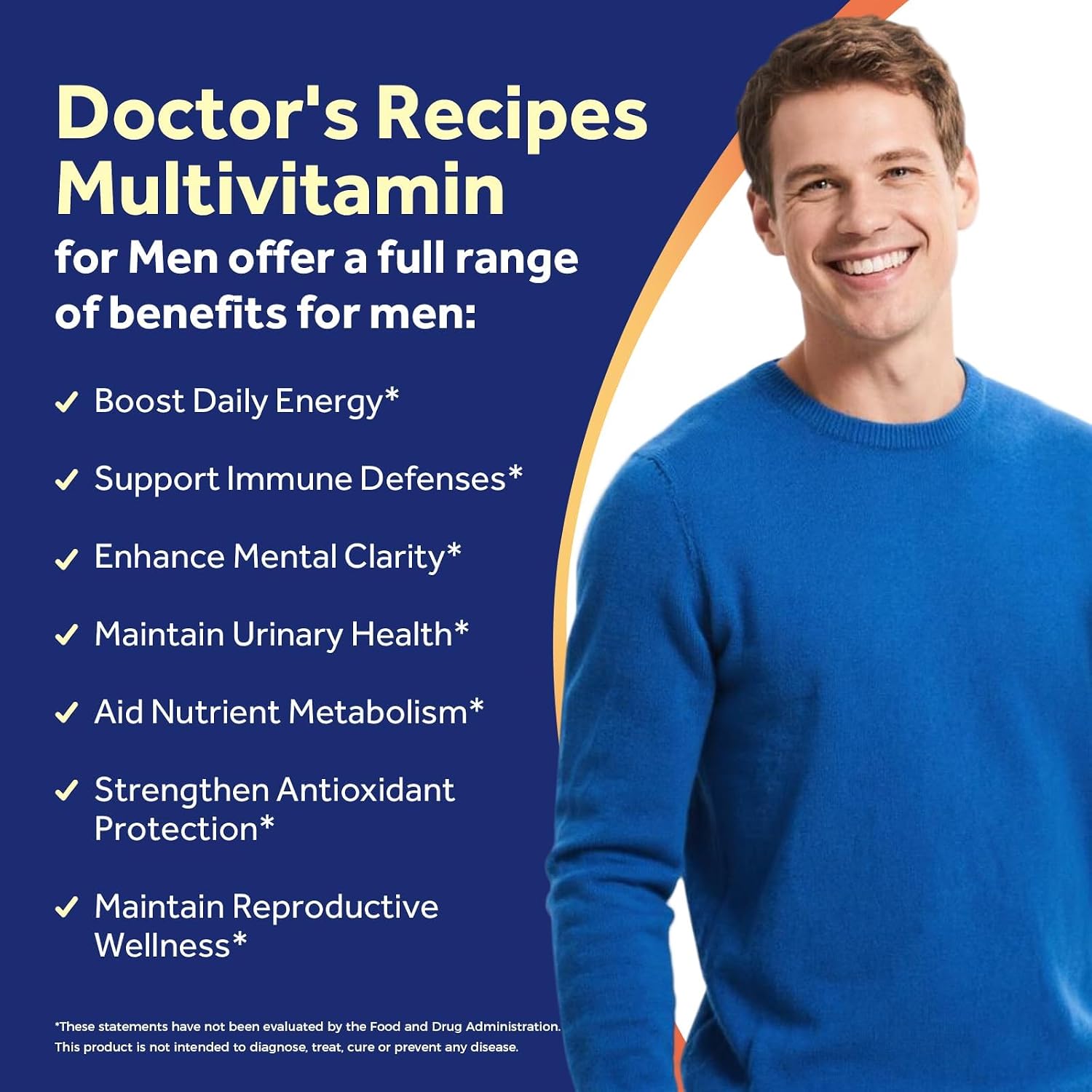 Doctor's Recipes Multivitamin for Men, Comprehensive Daily Multivitamin, Includes Lycopene, Saw Palmetto, Vitamins A, B6, B12, C, D, E, Zinc & More, for Heart, Energy, Prostate & Immune Health, 90 Tablets - görsel 3