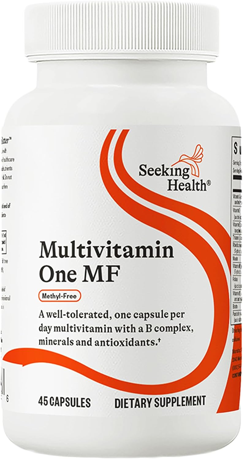 Seeking Health Multivitamin One MF – Methyl-Free MTHFR Support with Calcium Folinate and Vitamin B12 – 45 Vegetarian Capsules - görsel 1