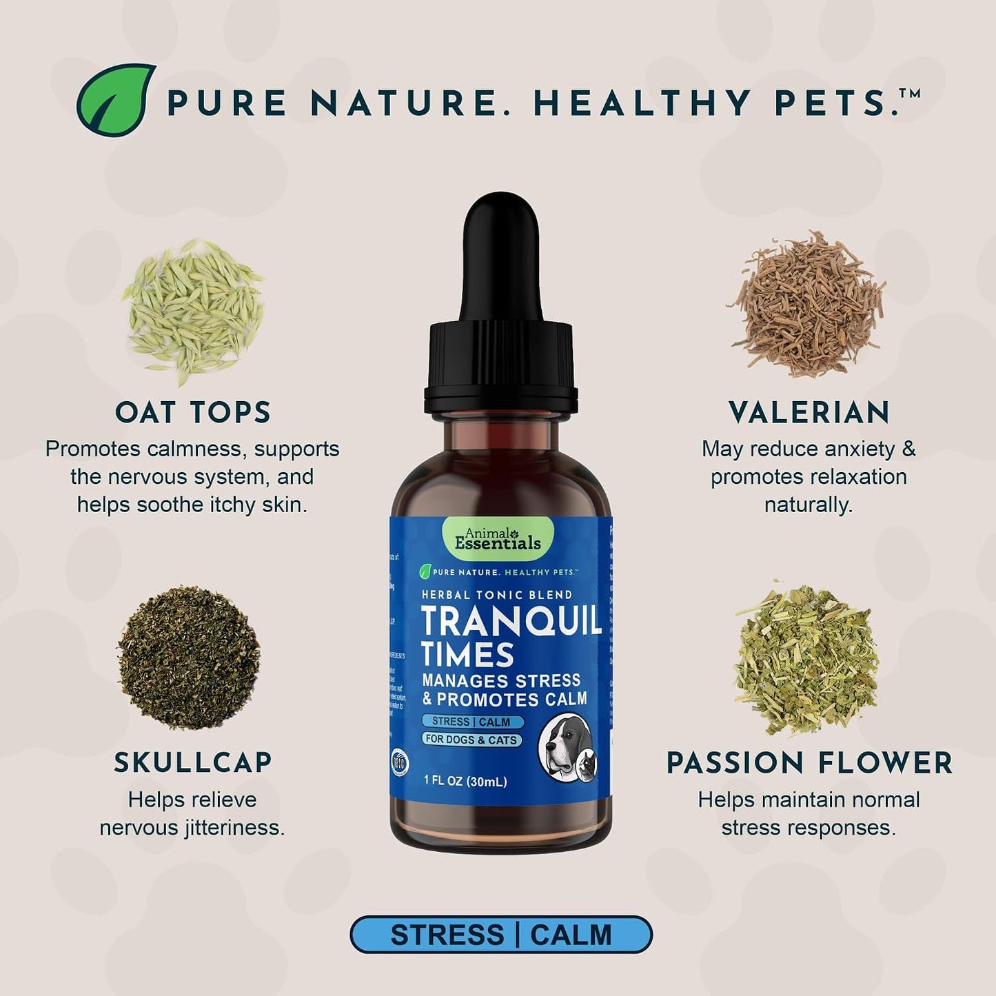 Tranquillity Blend - Organic Valerian Root Calming Drops for Dogs & Cats - görsel 3