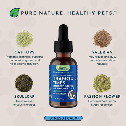 Tranquillity Blend - Organic Valerian Root Calming Drops for Dogs & Cats