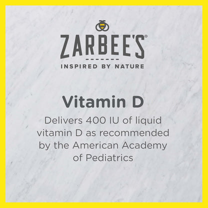 Zarbee's Vitamin D Drops for Infants, 400 IU (10 mcg) Baby & Toddler Liquid Supplement, New-born & Up, Dropper Syringe Included, 0.47 fl oz