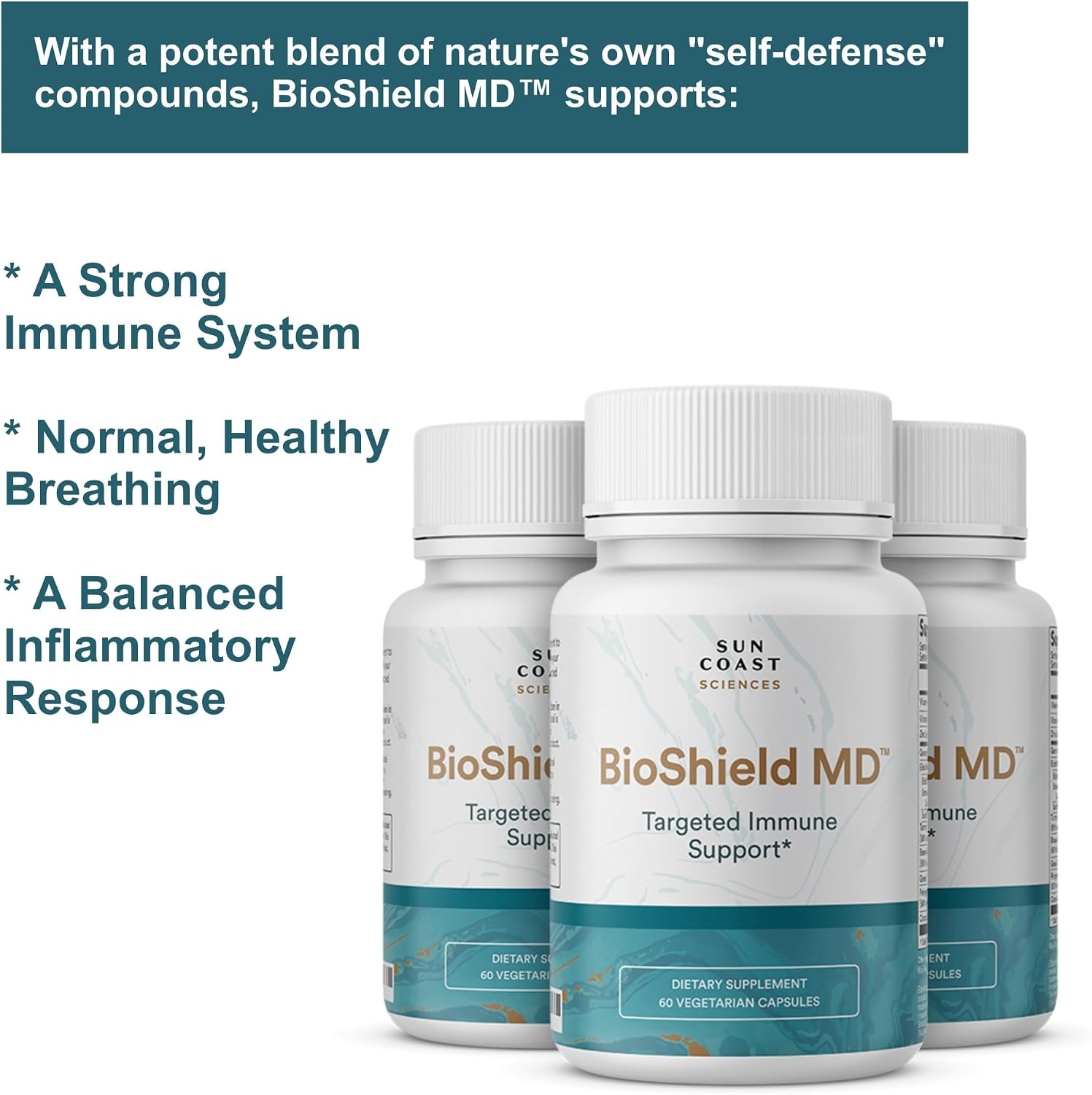 SUN COAST SCIENCES BioShield MD - Premium Immune Support with Vitamin C, D, and Zinc (60 Capsules) - görsel 6
