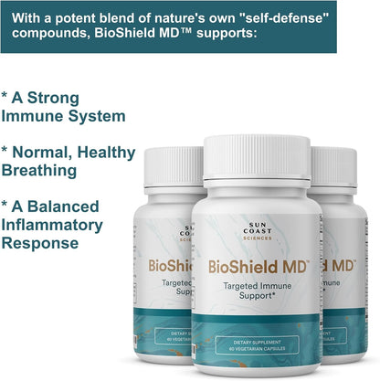 SUN COAST SCIENCES BioShield MD - Premium Immune Support with Vitamin C, D, and Zinc (60 Capsules)