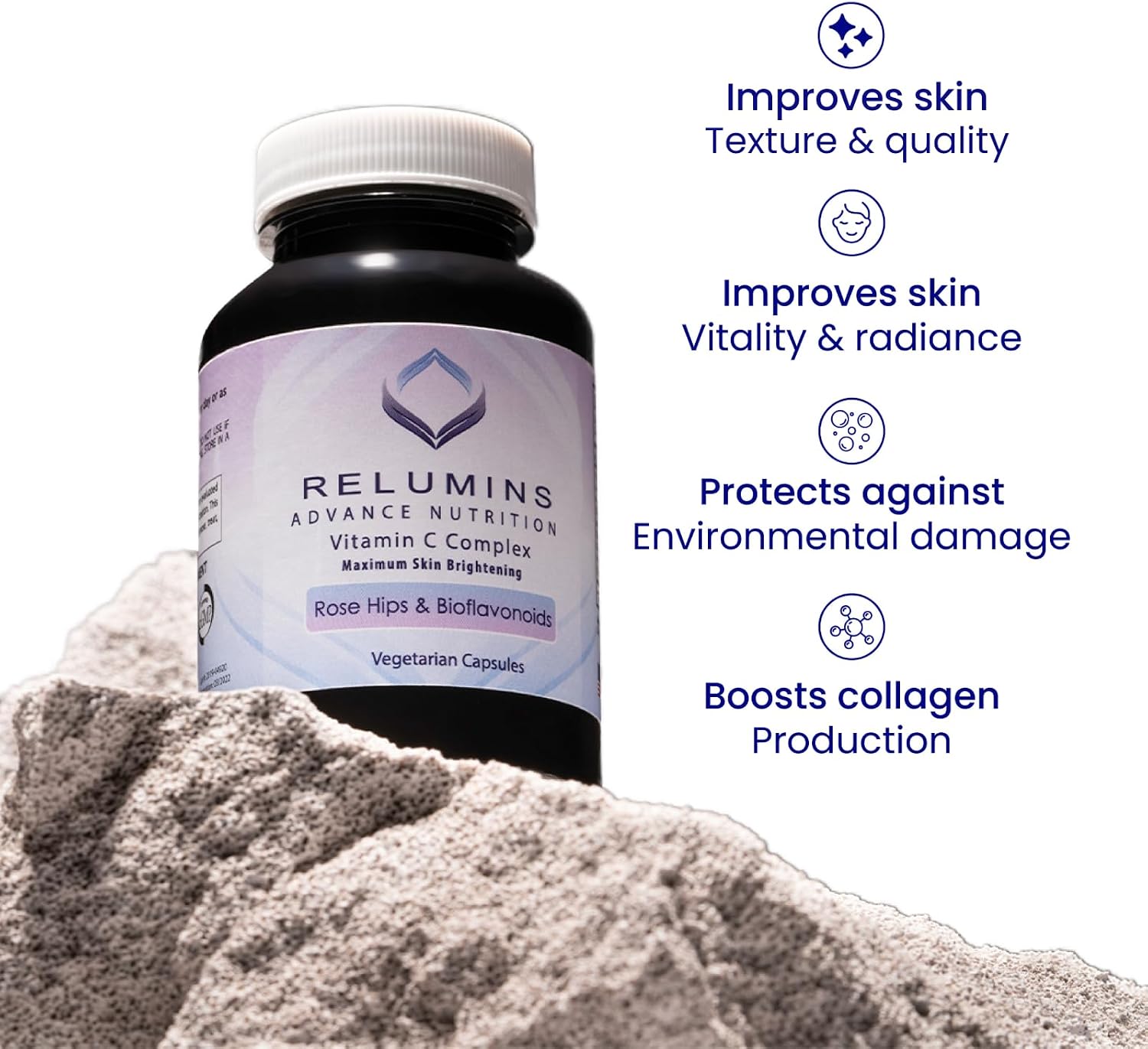 Relumins Advanced Vitamin C Supplement with Rose Hips - 1000mg, 180 Capsules x 3 Bottles (9-Month Supply) - görsel 6