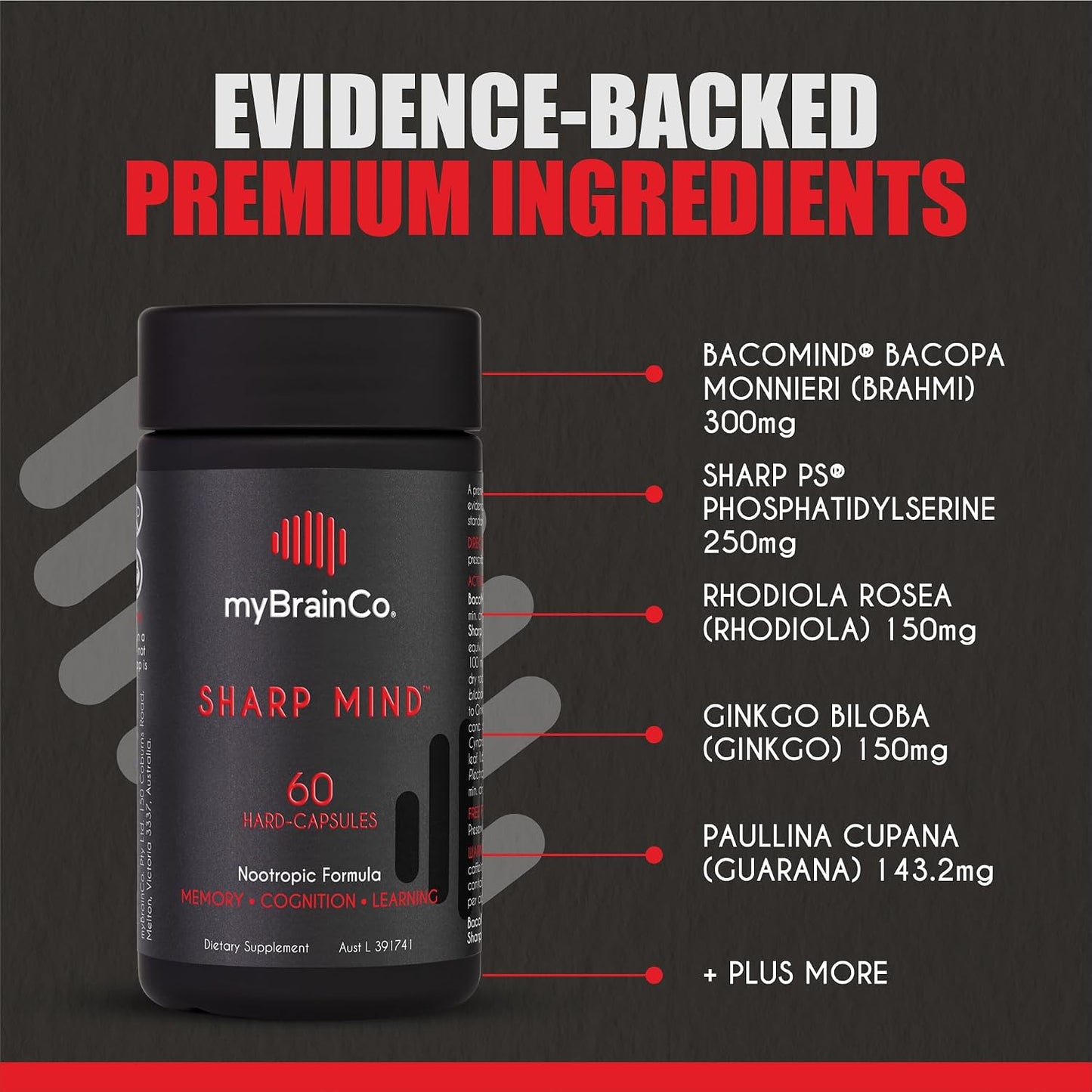 myBrainCo. Sharp Mind - Nootropic Food Supplement for Memory and Focus - 60 Vegetarian Capsules - görsel 3