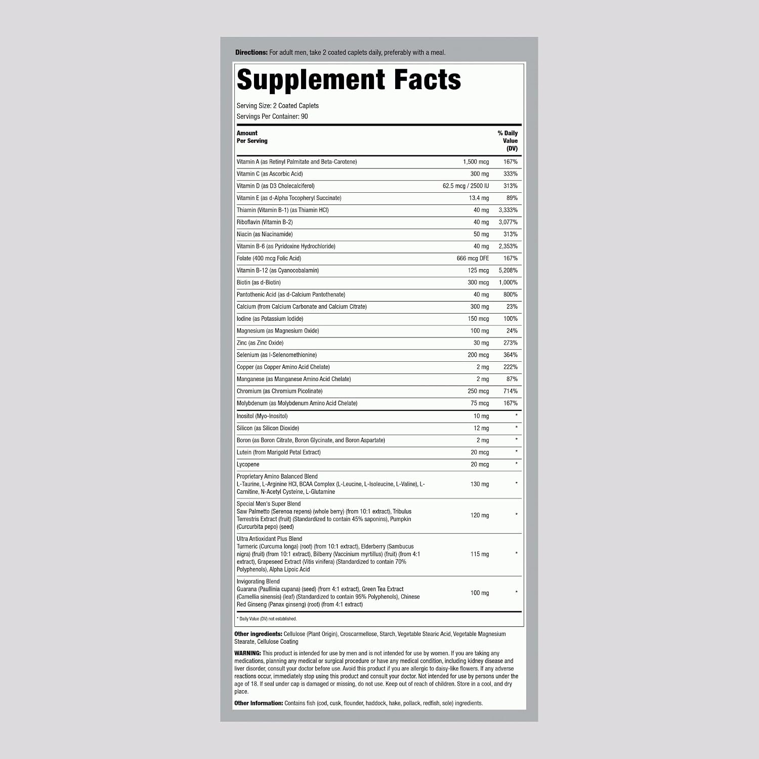 Piping Rock Multivitamin for Men, 180 Caplets - görsel 2