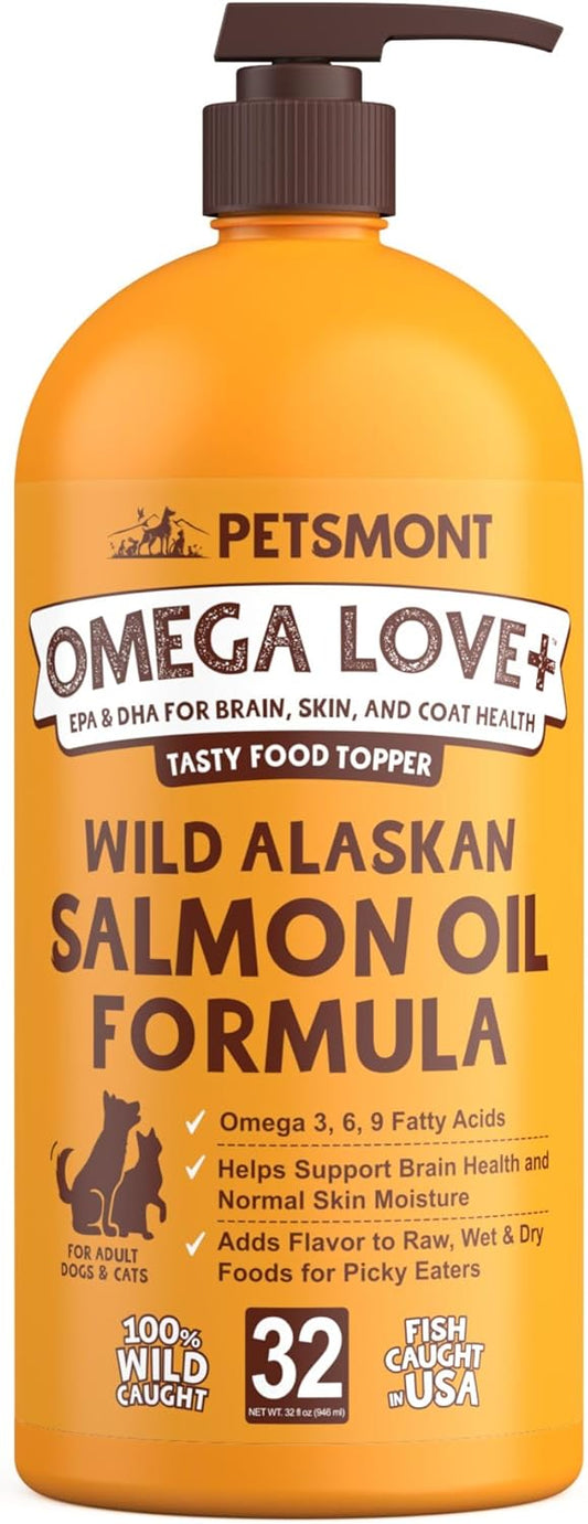 Omega Love+ Wild Alaskan Salmon Oil for Dogs – 946 ml Pump