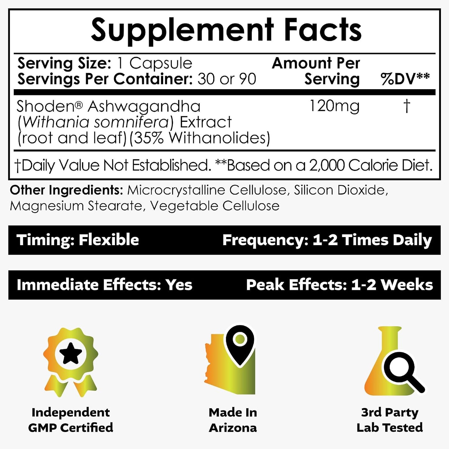 Nootropics Depot Shoden Ashwagandha Extract Capsules | 120mg | 35% Withanolides | 30 Count - görsel 2
