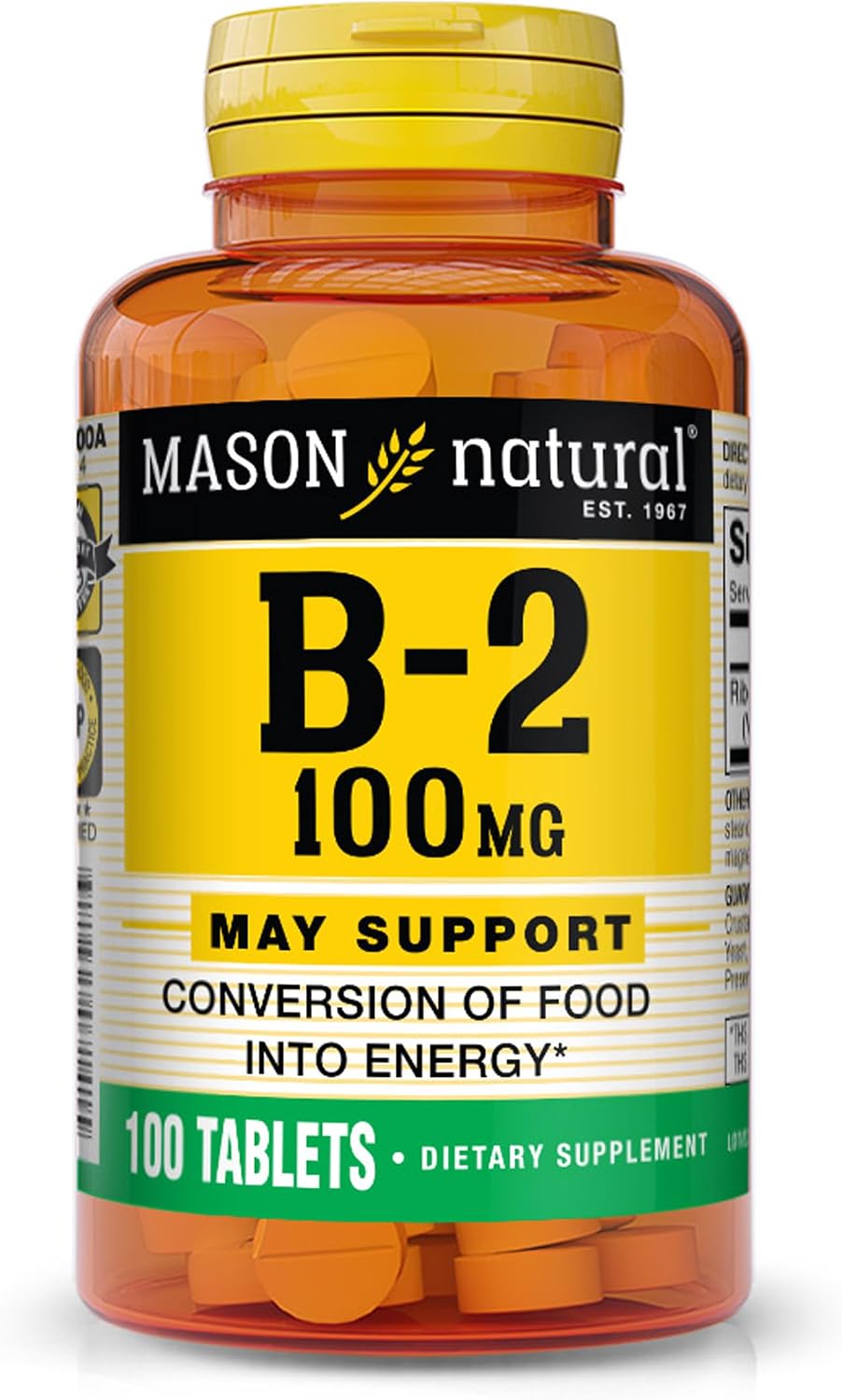 MASON NATURAL Vitamin B-2 100 mg, 100 Tablets - görsel 1