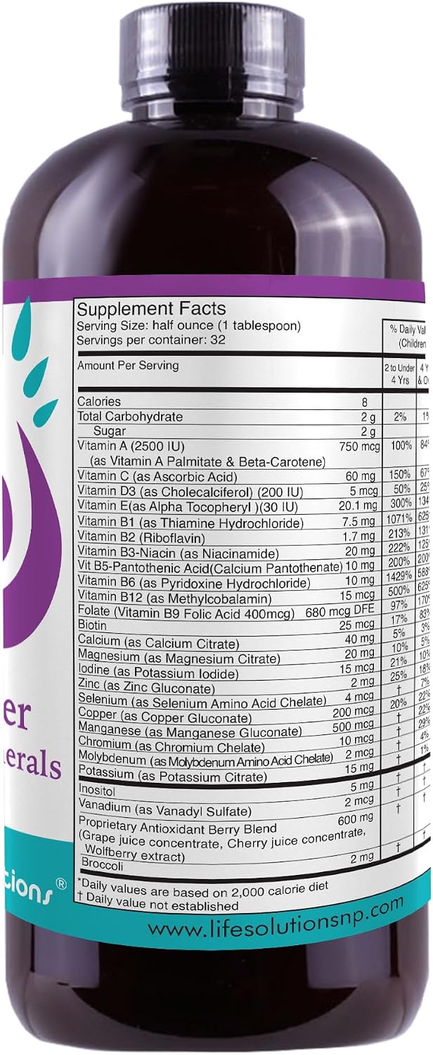 Life Solutions Children's Vitamins Multivitamin - Liquid Vitamin & Minerals - Complete Children Vitamins - Essential Liquid Minerals for Kids 16 fl oz - görsel 7