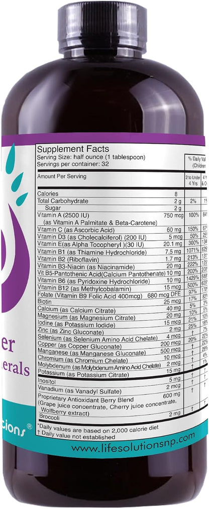 Life Solutions Children's Vitamins Multivitamin - Liquid Vitamin & Minerals - Complete Children Vitamins - Essential Liquid Minerals for Kids 16 fl oz