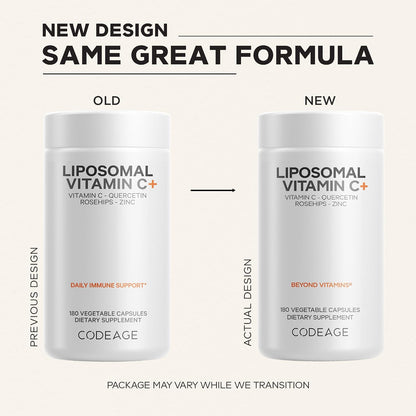 Codeage Liposomal Vitamin C 1500mg with Zinc, Elderberry, Citrus Bioflavonoids, Quercetin & Rose Hips – Vegan Supplement, Non-GMO, Pack of 2