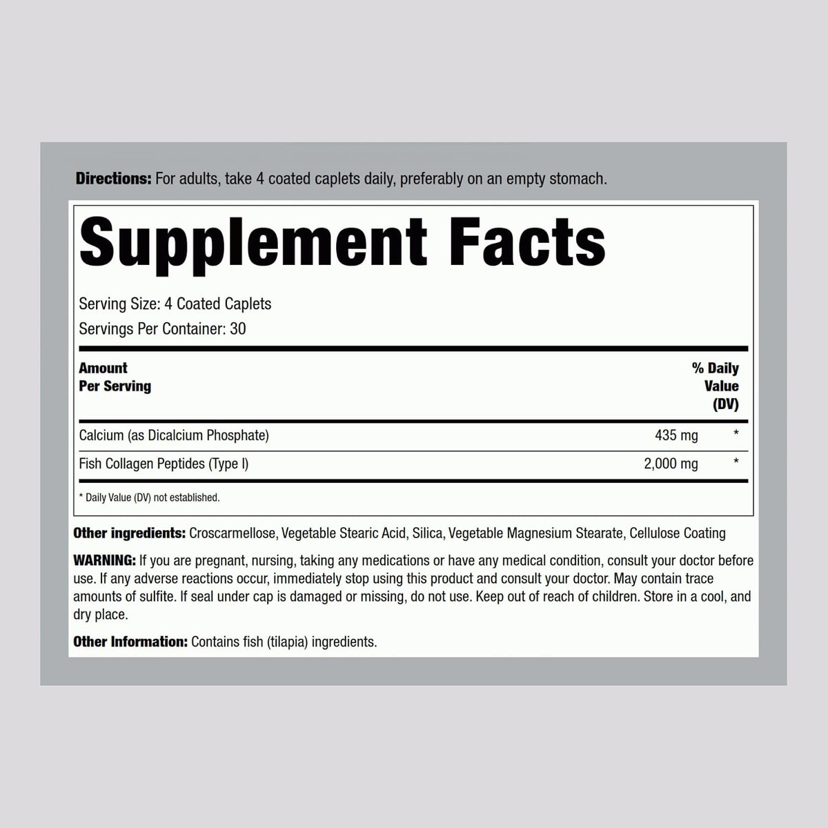 Piping Rock Marine Collagen Peptides Caplets | 2000mg | 120 Count | Wild Caught Type 1 Supplement for Men and Women | Non-GMO, Gluten-free - görsel 2